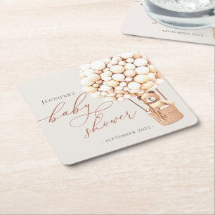 Wir können frühzeitig warten! Babyparty Rechteckiger Pappuntersetzer