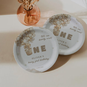 Wir können frühzeitig warten Beige Balloons 1. Geb Pappteller