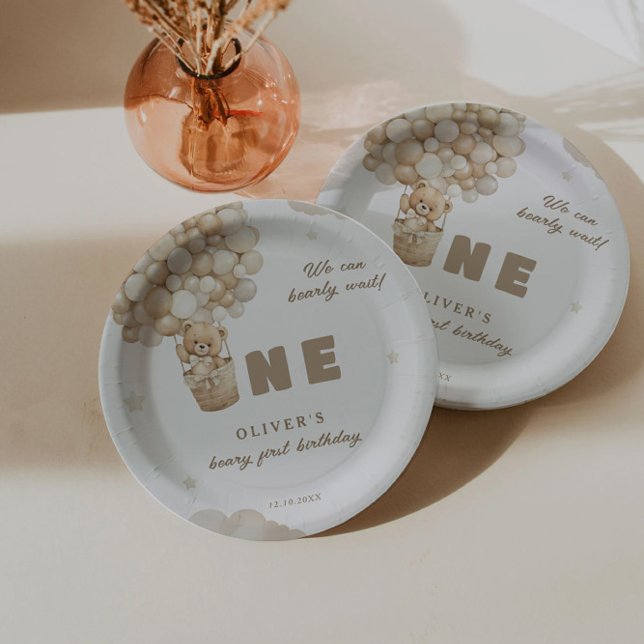 Wir können frühzeitig warten Beige Balloons 1. Geb Pappteller (Von Creator hochgeladen)