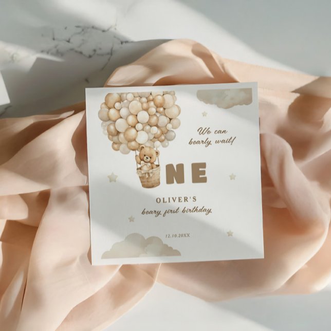 Wir können frühzeitig warten Beige Balloons 1. Geb Serviette (Von Creator hochgeladen)