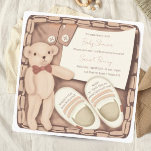 Wir können frühzeitig warten - Vintage Babydusche Einladung