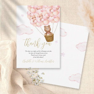 Wir können kaum warten Bär Rosa Baby Shower Gedich Dankeskarte