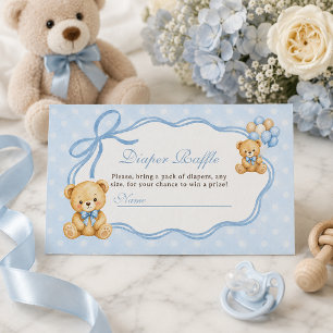 Wir können kaum warten Blaues Bären-Baby-Shower-Wi Begleitkarte