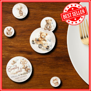 Wir können kaum warten Cub Brown Baby Shower Konfetti