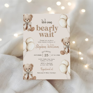 Wir können kaum warten Eleganter Teddybär Baby Sho Einladung