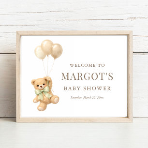Wir können kaum warten Neutrale Babyparty Begrüßun Poster
