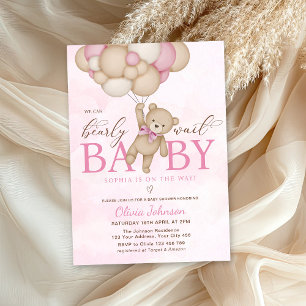 Wir können kaum warten Rosa Babyparty Einladung