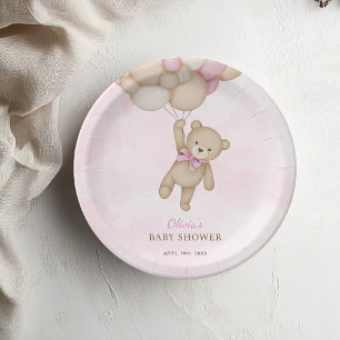 Wir können kaum warten Rosa Babyparty Pappteller