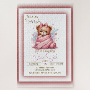 Wir können kaum warten Rosa Babyparty Puzzle