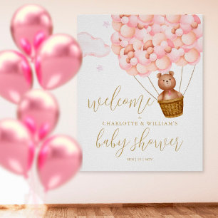 Wir können kaum warten - Rosa Babyparty-Willkommen Poster