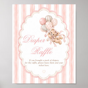 Wir können kaum warten Rosa Babyparty-Windel-Raffe Poster