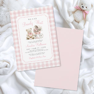 Wir können kaum warten Rosa Bär Baby Shower Einladung