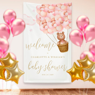 Wir können kaum warten, rosa Mädchen-Baby-Party-Wi Banner