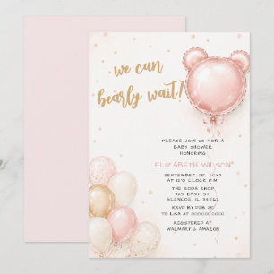 Wir können kaum warten Rosa Mädchen Baby Shower Einladung