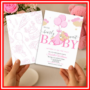 Wir können kaum warten Rosa Mädchen Baby Shower Einladung