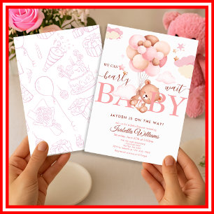 Wir können kaum warten Rosa Mädchen Baby Shower Einladung