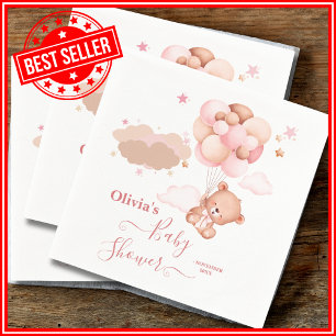 Wir können kaum warten Rosa Mädchen Baby Shower Serviette