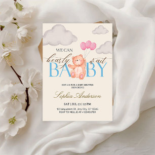 Wir können kaum warten Rosa Teddybär Baby Shower Einladung