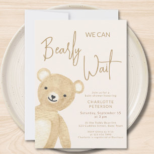 Wir können kaum warten Teddy-Bär-Baby-Party  Einladung