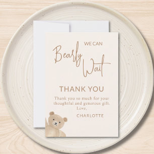 Wir können kaum warten Teddy Bär Baby Shower Dankeskarte
