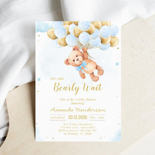 Wir können kaum warten Teddybär-Baby-Party Einladung