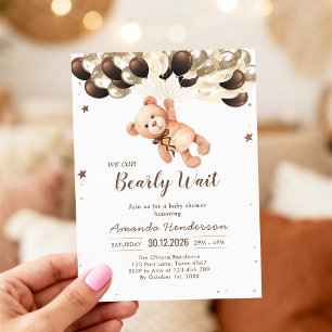 Wir können kaum warten Teddybär-Baby-Party Einladung
