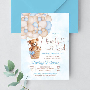 Wir können kaum warten Teddybär-Baby-Party Einladung