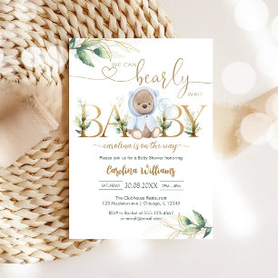 Wir können kaum warten Teddybär Baby Shower Einladung