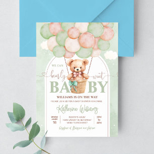Wir können kaum warten Teddybär Baby Shower Einladung