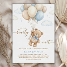 Wir können kaum warten Teddybär-Ballon-Baby-Party