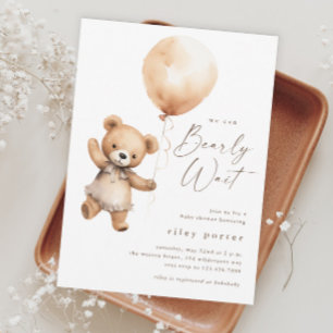 Wir können kaum warten Teddybär geschlechtsneutral Einladung