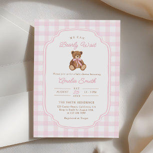 Wir können kaum warten Teddybär Mädchen Baby Showe Einladung