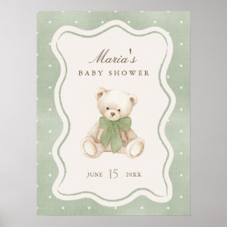 Wir können kaum warten Teddybär Neutrale Babyparty Poster