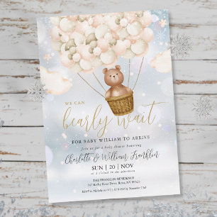 Wir können kaum warten Teddybär Winter Babyparty Einladung