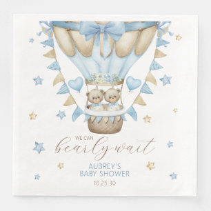 Wir können kaum warten Zwillinge Jungen Baby-Party Serviette