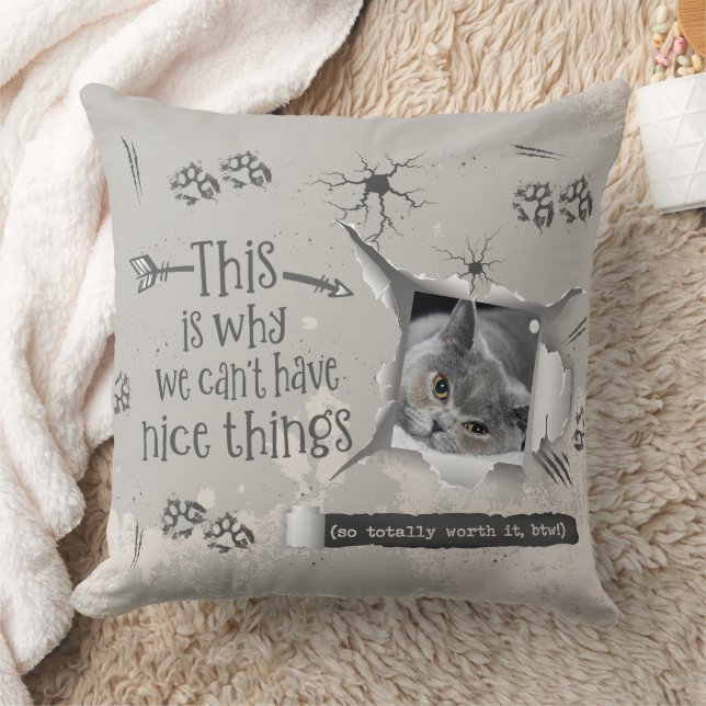 WIR KÖNNEN KEINE SCHÖNEN DINGE Naughty Cat Custom  Kissen (Decke)