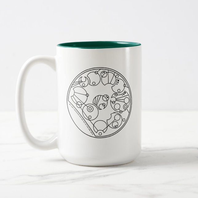 Wir können nicht Ibuprofen - Circular Gallifreyan Zweifarbige Tasse (Links)