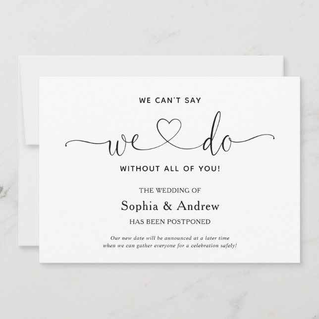 Wir können nicht sagen, dass wir die verspätete An Einladung (Vorderseite)