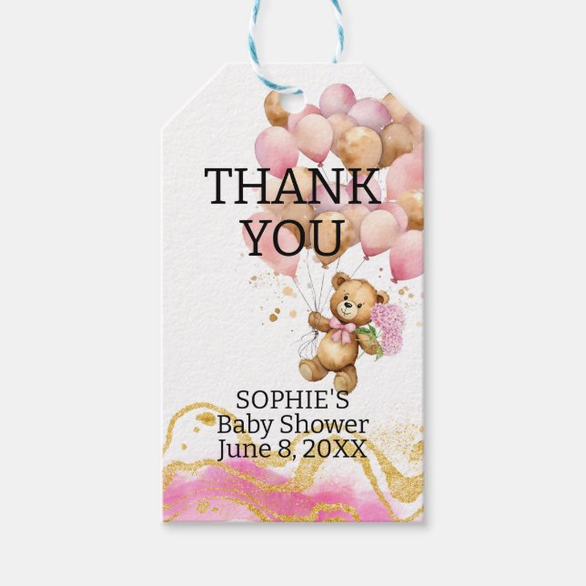 Wir können schon Abstrakt auf Rosa und Gold warten Geschenkanhänger (Vorderseite)