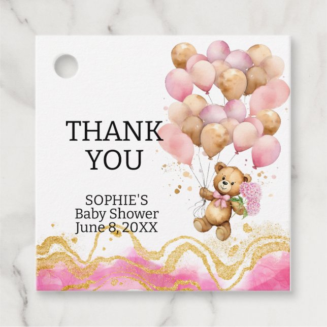 Wir können schon Abstrakt auf Rosa und Gold warten Geschenkanhänger (Vorderseite)