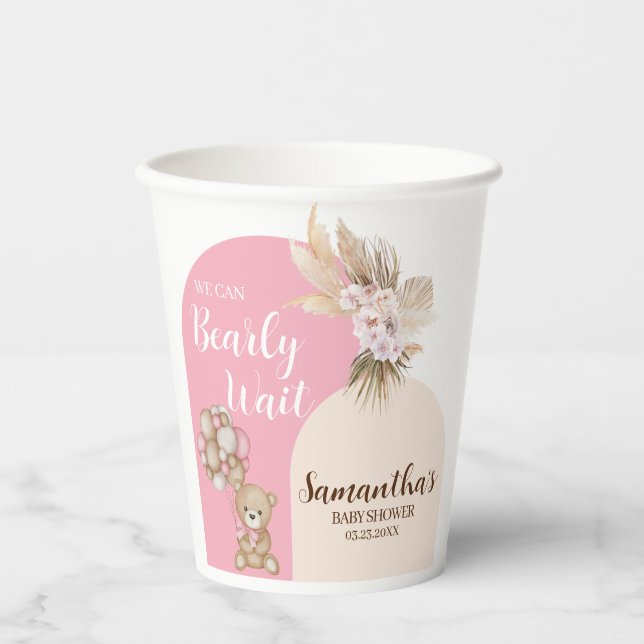 Wir können schon frühzeitig auf den Babydusche abw Pappbecher (Vorderseite)