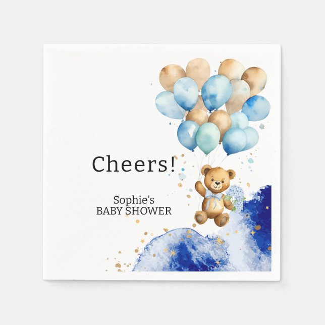 Wir können schon frühzeitig Royal Blue und Gold Ab Serviette (Vorderseite)