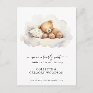 Wir können schon lange auf den schlafenden Teddybä Ankündigungspostkarte