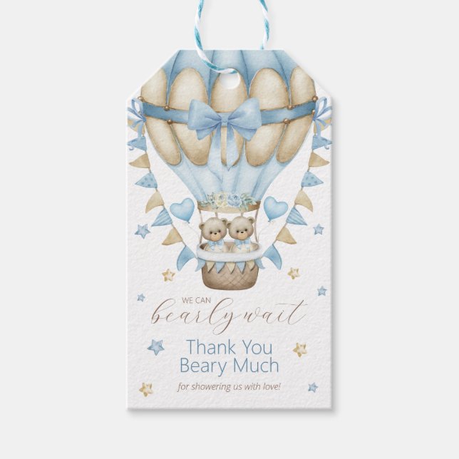 Wir können schon mal zwei Jungs abwarten Geschenkanhänger (Vorderseite)