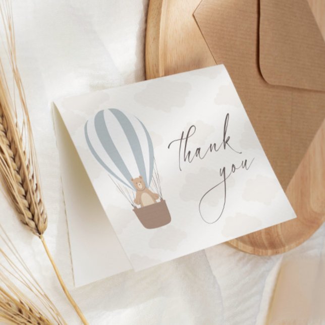 Wir können schon warten | Baby Boy Blue Balloon Du Dankeskarte (Von Creator hochgeladen)