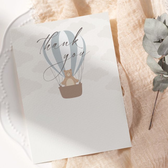 Wir können schon warten | Baby Boy Blue Balloon Du Dankeskarte (Von Creator hochgeladen)