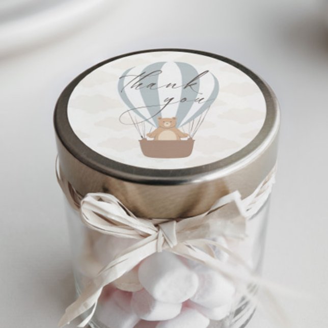 Wir können schon warten | Baby Boy Blue Balloon Du Runder Aufkleber (Von Creator hochgeladen)