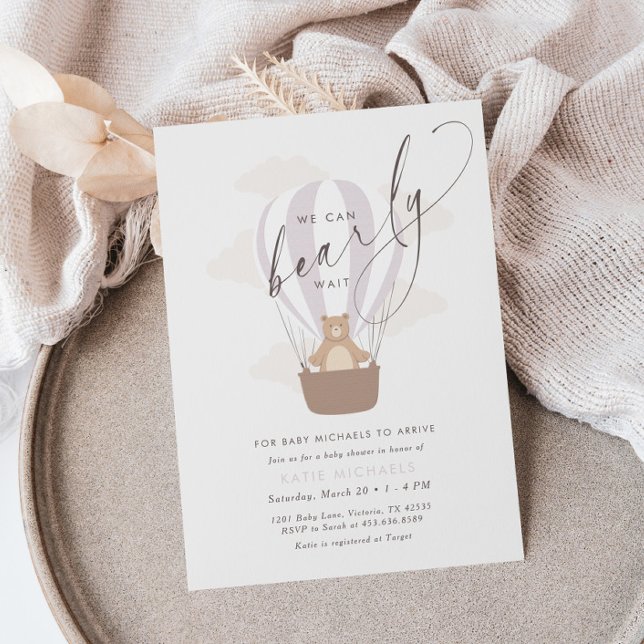 Wir können schon warten | Baby Girl Lila Air Ballo Einladung (Von Creator hochgeladen)