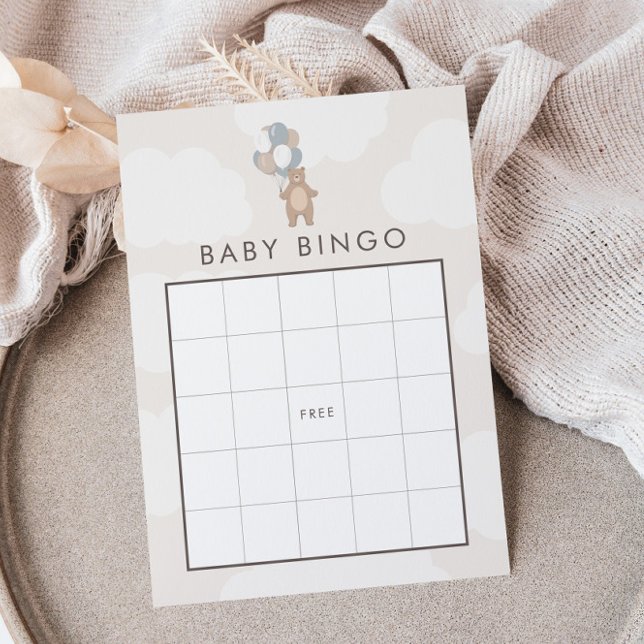 Wir können schon warten | Neutral Blue Baby Bingo  Begleitkarte (Von Creator hochgeladen)