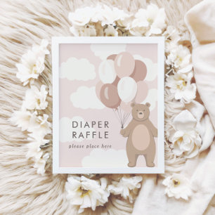 Wir können schon warten   Pink Baby Dusche Raffle  Poster